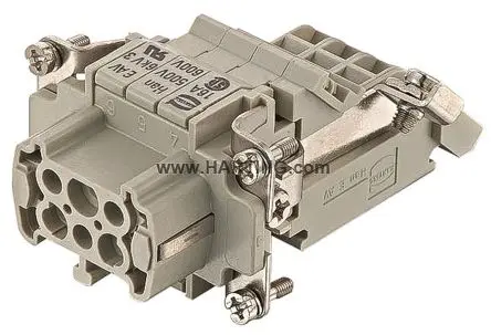 Produktfoto 1 von HARTING Han ES AV Industrie-Steckverbinder Kontakteinsatz Buchse, 6-polig 16A, Kabel, Steckverbindereinsatz für