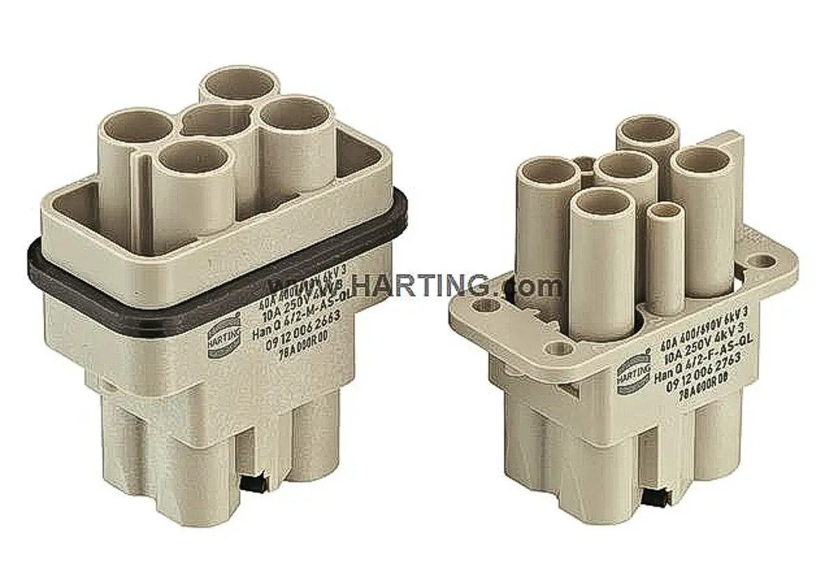 Produktfoto 1 von HARTING Han Q Industrie-Steckverbinder Kontakteinsatz, 6-polig 40A Stecker, Schrauben