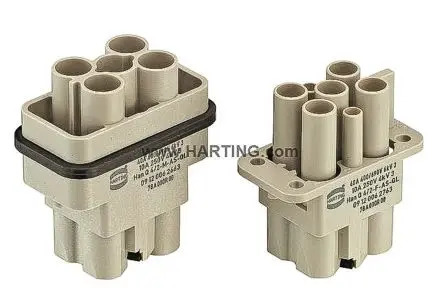 Produktfoto 1 von HARTING 0912 Industrie-Steckverbinder Kontakteinsatz Stecker, 6-polig 40A, Kabel, Steckverbindereinsatz
