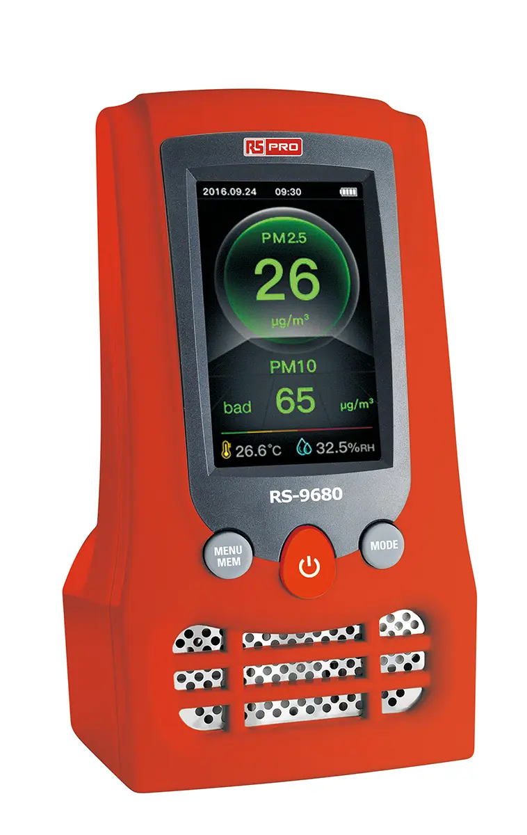 Produktfoto 1 von RS PRO RS-9680 LCD Luftqualitätsmessgerät, bis 50 °C, Batterie-betrieben