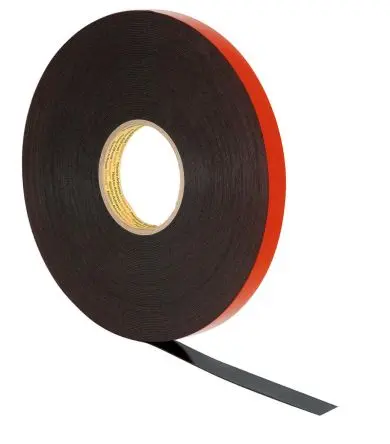 Produktfoto 1 von 3M 5962F VHB Acrylschaum Schaumstoff Klebeband doppelseitig, Schwarz, Stärke 1.6 mm, 25mm x 33 m, 52N/cm