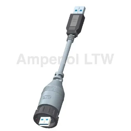 Produktfoto 1 von Amphenol Industrial, Gerade UA USB-Steckverbinder Stecker USB-Typ A auf A 1, Kabel USB 3.0 IP67
