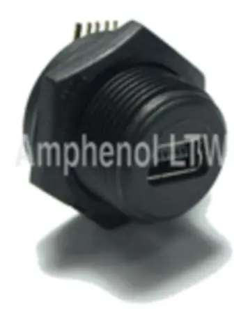 Produktfoto 1 von Amphenol Industrial, gewinkelt NUB USB-Steckverbinder Buchse USB-Typ B 1, Panel USB 2.0 IP67
