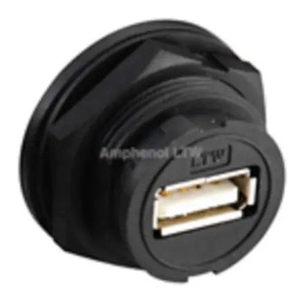 Produktfoto 1 von Amphenol Industrial, Gerade UA USB-Steckverbinder Buchse USB Typ A 1, Panel USB 2.0 IP67