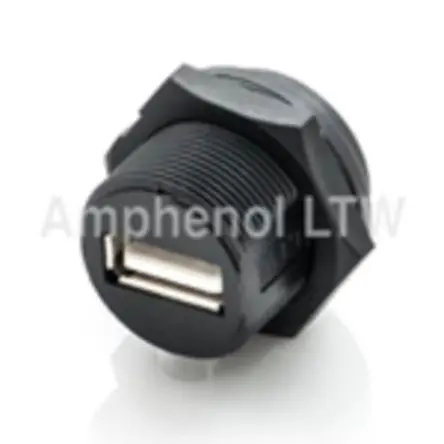 Produktfoto 1 von Amphenol Industrial, Gerade UA USB-Steckverbinder Buchse USB Typ A 1, Panel USB 2.0 IP68