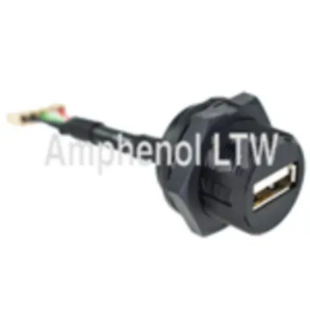 Produktfoto 1 von Amphenol Industrial, Gerade UA USB-Steckverbinder Buchse USB Typ A 1, Panel USB 2.0 IP68