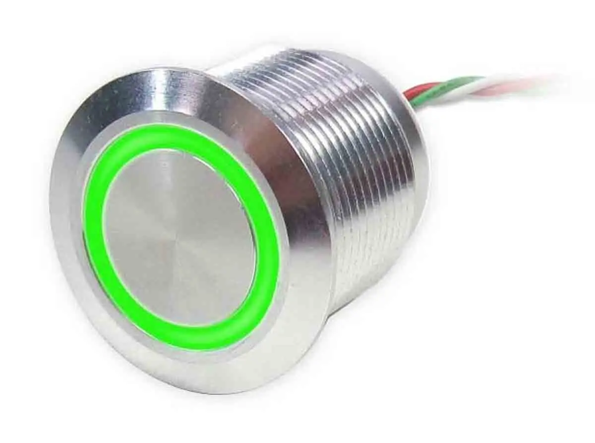 Produktfoto 1 von RS PRO Kapazitiver Schalter Tastend 5V / 30V Beleuchtet, Grün / 200 mA