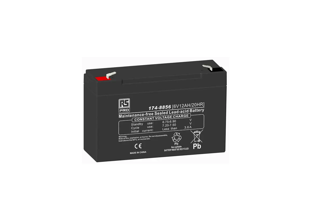 Produktfoto 1 von RS PRO RS PRO Abgedichteter Bleiakku, 6V / 12Ah, T1-Anschluss, 151 x 51 x 94mm