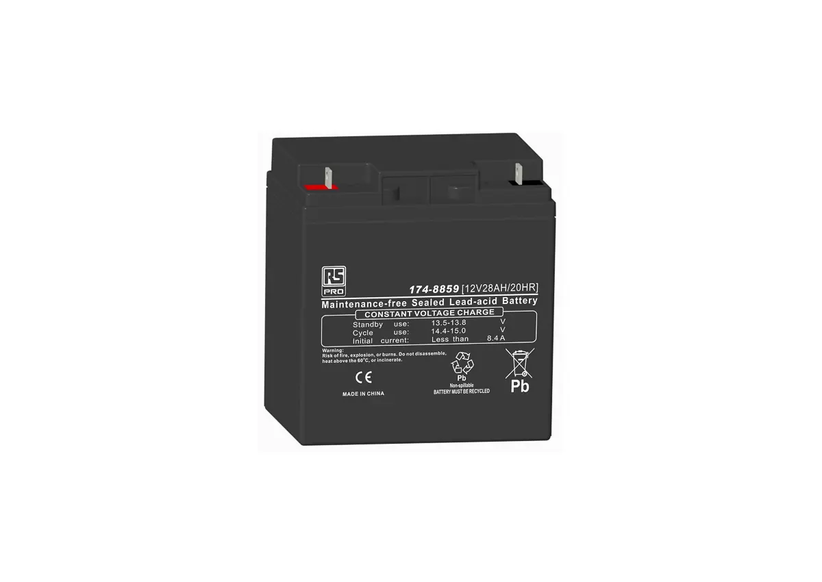 Produktfoto 1 von RS PRO RS PRO Abgedichteter Bleiakku, 12V / 28Ah, T3-A-Anschluss, 164 x 125 x 176mm