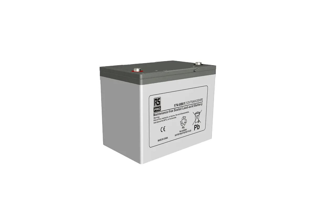 Produktfoto 1 von RS PRO RS PRO Abgedichteter Bleiakku, 12V / 75Ah, T6-Anschluss, 260 x 168 x 208mm