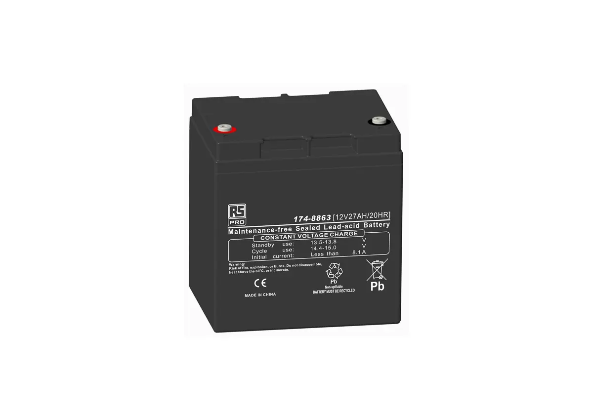 Produktfoto 1 von RS PRO RS PRO Abgedichteter Bleiakku, 12V / 27Ah, T12-Anschluss, 164 x 125 x 172mm