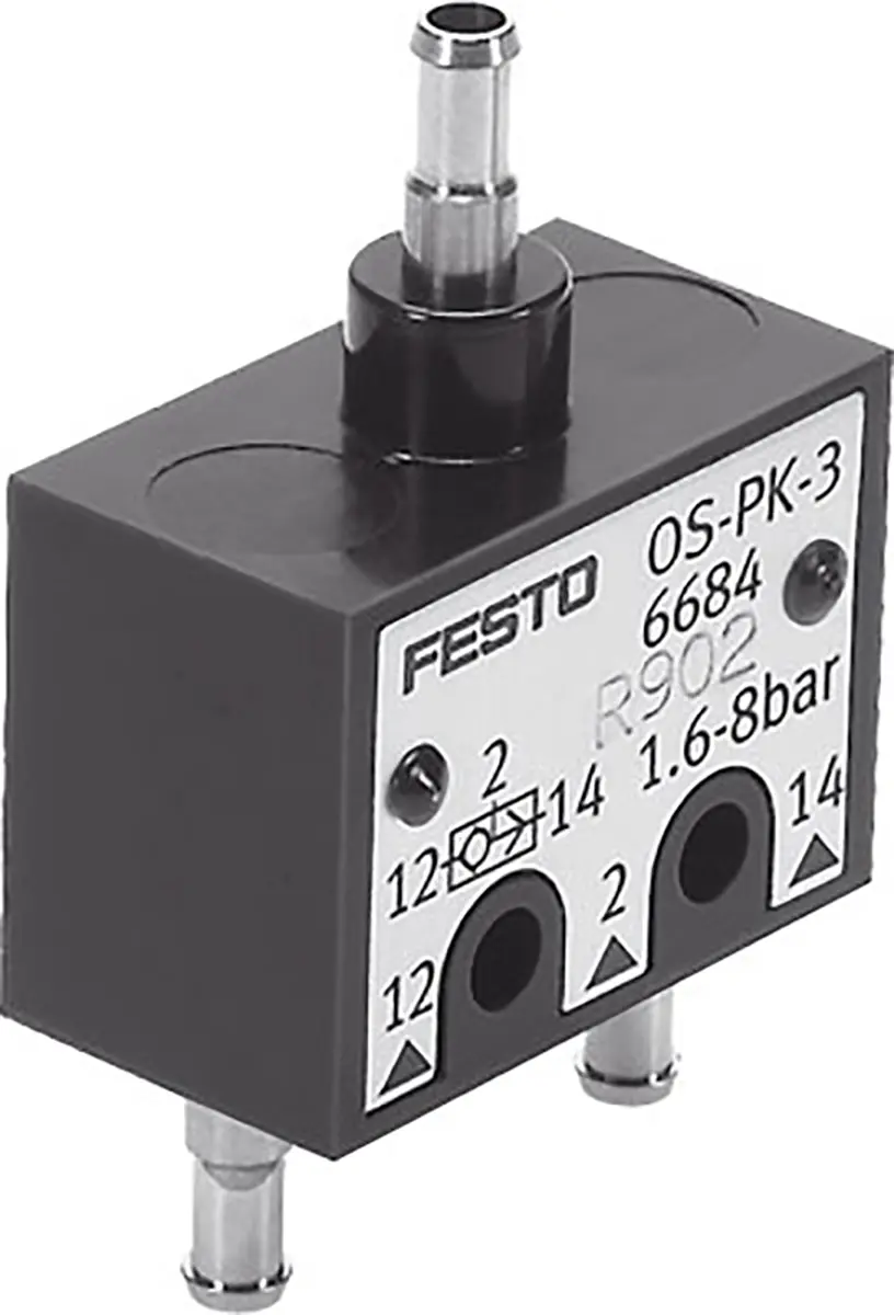 Produktfoto 1 von Festo VODA Pneumatik Logikelement, 8 bar, 1/4-28 UNF Flacher Boden, RC-Gewinde, M6 Flacher Boden, Rohrkupplung,