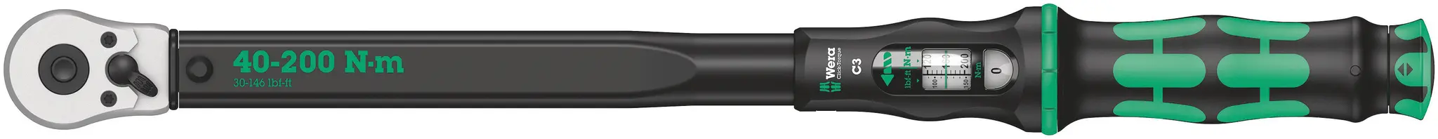 Produktfoto 1 von Wera Click-Torque C 3 1/2 in Klick-Drehmomentschlüssel Vierkant 40 To 200 Nm, Länge 510 mm, ±3 %