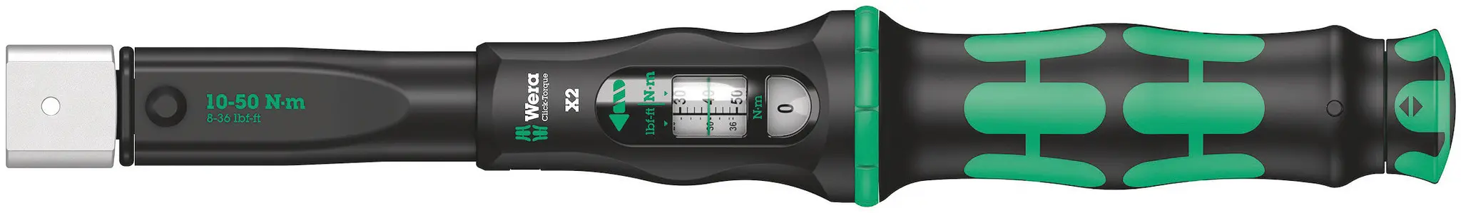 Produktfoto 1 von Wera Click-Torque X 2 9 x 12 mm Klick-Drehmomentschlüssel Vierkant 10 to 50 Nm, Länge 338 mm, ±3 %