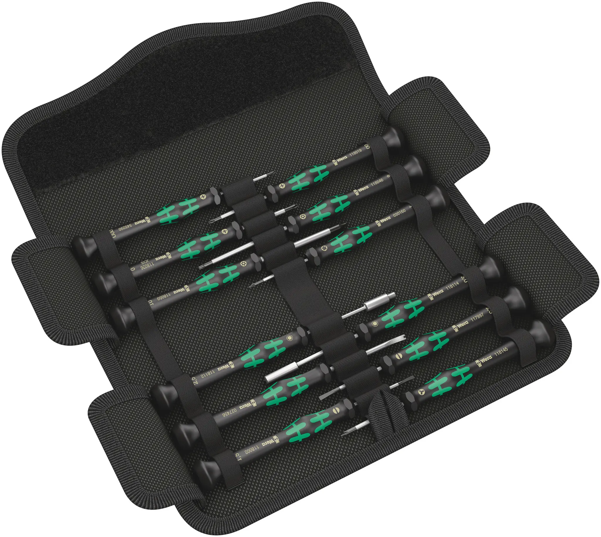 Produktfoto 1 von Wera Präzision, 12-teilig Hex-Plus, Phillips, Geschlitzt, Innensechsrund, Torx Plus