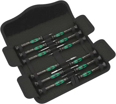 Produktfoto 1 von Wera Schraubendrehersatz Präzision, 12-teilig Hex-Plus, Phillips, Geschlitzt, Innensechsrund, Torx Plus