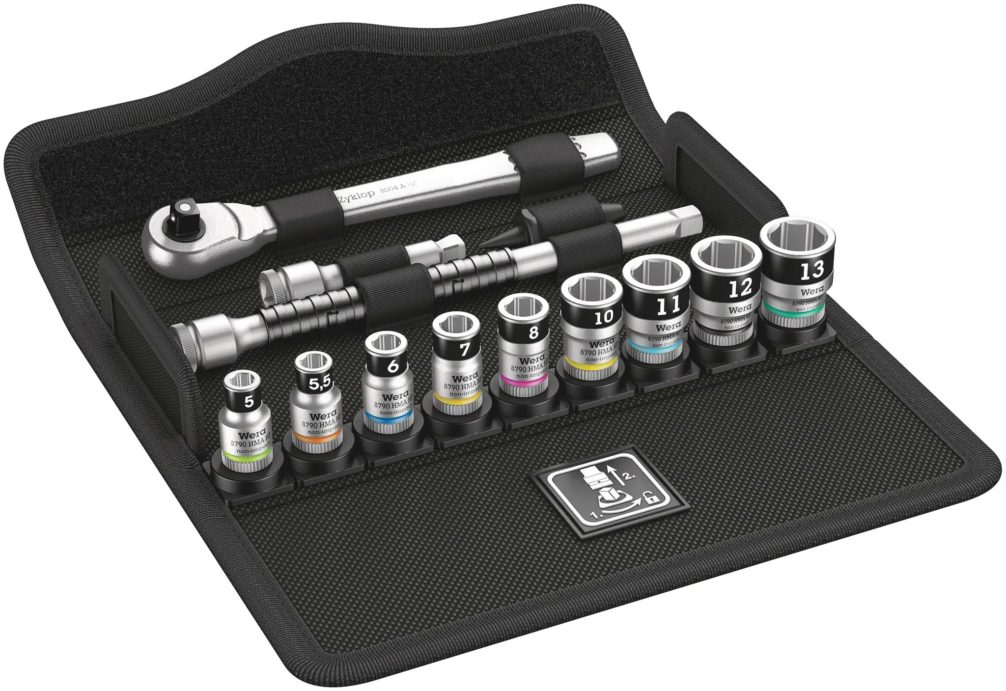 Produktfoto 1 von Wera 1/4 in Vierkant 6-Kant Metall 5 mm, 5.5 mm, 6 mm, 7 mm, 8 mm, 10 mm, 11 mm, 12 mm, 13 mm 13-teilig