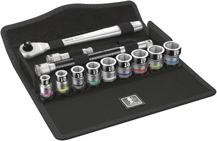 Produktfoto 1 von Wera Steckschlüsselsatz 3/8 in Vierkant Zyklop Textil 8 mm, 10 mm, 12 mm, 13 mm, 15 mm, 16 mm, 17 mm, 18 mm, 19 mm