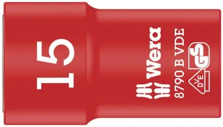Produktfoto 1 von Wera 3/8 in 6-Kant Buchse SW 15 mm Sechskant VDE 1000V zugelassen x 46mm