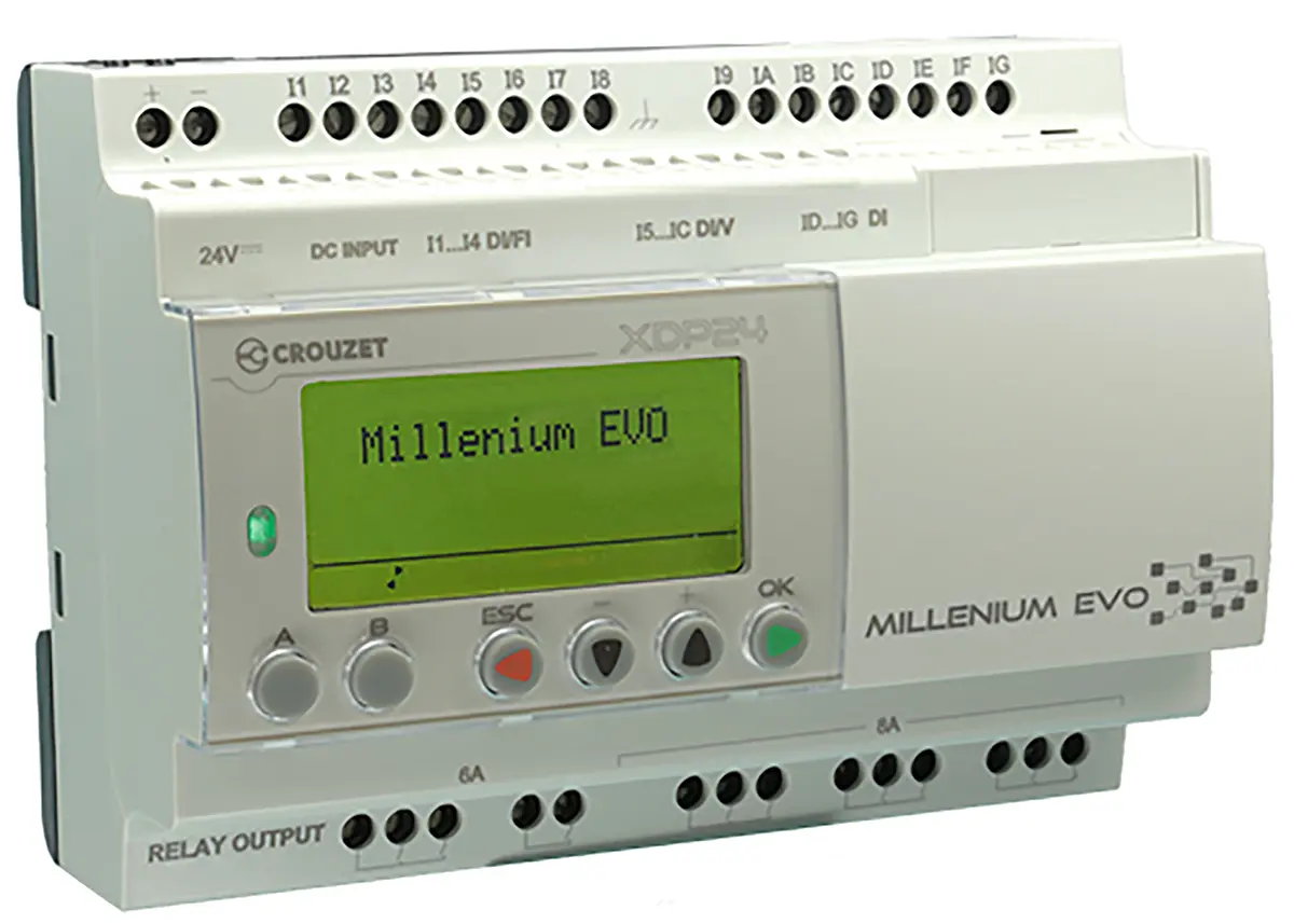 Produktfoto 1 von Crouzet Millenium Evo SPS CPU, 16 (Digital) Eing. Relais Ausg.Typ Digital Eing.Typ für PLC 24 V dc