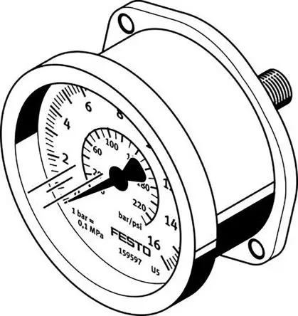 Produktfoto 1 von Festo Mit Gewinde FM-A Manometer 40 mm 0 bar → 10 bar ABS Gehäuse G 1/4