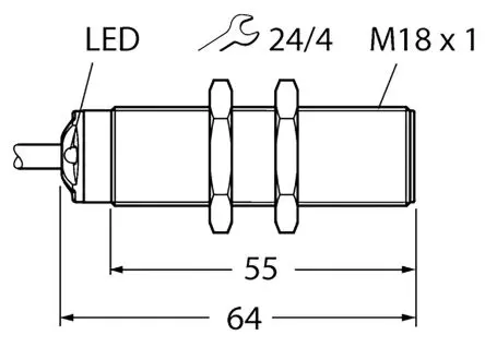 Produktfoto 1 von Turck RU50U M18 Ultraschall-Näherungssensor, Gewinderohr 50 cm / 150mA PnP, IP67 30 V dc