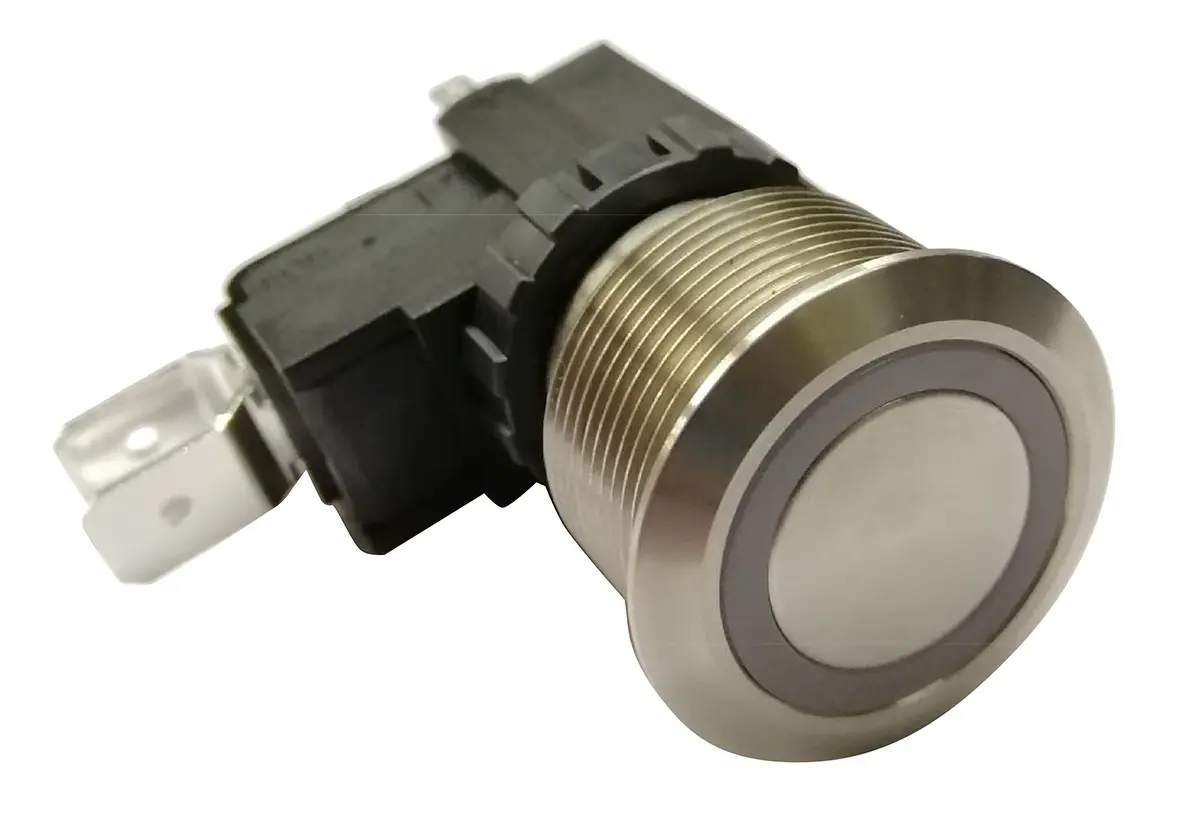 Produktfoto 1 von RS PRO MW22 Druckschalter Weiß Beleuchtet Rastend Panel Ø 22.2 mm, 1-poliger Umschalter / 26 A 250 V ac, IP40