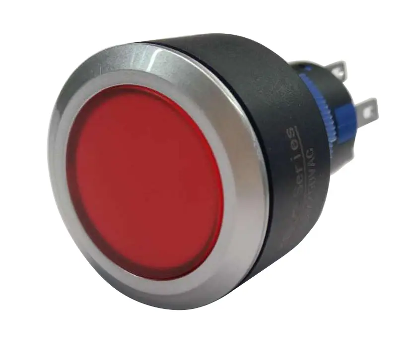 Produktfoto 1 von RS PRO KPB22 Druckschalter Rot Beleuchtet Tastend Panel Ø 22.2 mm, 1-poliger Umschalter / 5 A 36 V dc 250 V ac, IP65