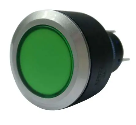 Produktfoto 1 von RS PRO KPB22 Druckschalter Grün Beleuchtet Tastend Panel Ø 22.2 mm, 1-poliger Umschalter / 5A 36 V dc 250 V ac, IP65