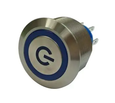 Produktfoto 1 von RS PRO MPB25 Druckschalter Blau Beleuchtet Tastend Panel Ø 25.2 mm, 1-poliger Umschalter / 5A 36 V dc 250 V ac, IP67