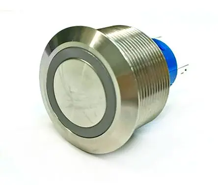 Produktfoto 1 von RS PRO MPB22 Druckschalter Grün Beleuchtet Tastend Panel Ø 25.2 mm, 1-poliger Umschalter / 5A 36 V dc 250 V ac, IP67