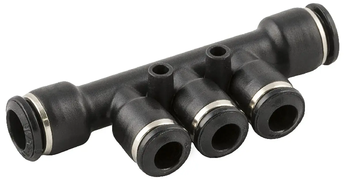 Produktfoto 1 von RS PRO Verteiler UNIVERSAL SHORT, 1 x, 3 x Einsteck-Anschluss, Technopolymer Polyamid, Edelstahl, Acetalharz,