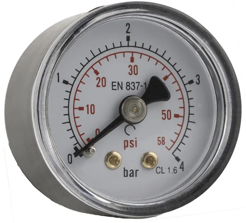 Produktfoto 1 von RS PRO Druckmessgerät Analog 0bar, Ø 40mm, ISO-kalibriert