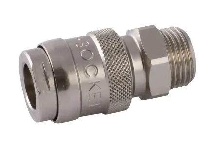 Produktfoto 1 von RS PRO Druckluft-Schnellkupplung, Messing vernickelt 1/2 in Stecker, BSP, 0.5Zoll