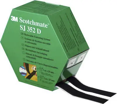 Produktfoto 1 von 3M SJ352D  SCOTCHMATE Haken- und Schlaufenband Klettband, 25mm x 5m, Schwarz