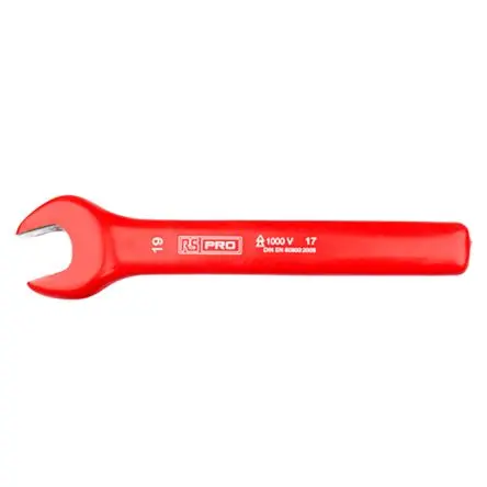 Produktfoto 1 von RS PRO VDE 1000V zugelassen Gabelschlüssel Metrisch, CrV-Stahl Höhensicher, Länge 175mm