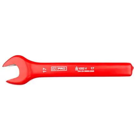 Produktfoto 1 von RS PRO VDE 1000V zugelassen Gabelschlüssel Metrisch, CrV-Stahl Höhensicher, Länge 160mm