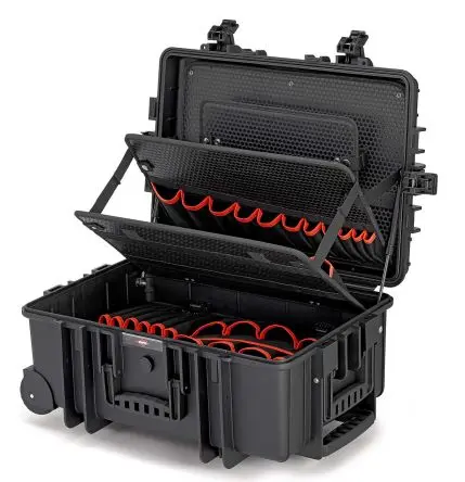 Produktfoto 1 von Knipex Kunststoff Werkzeugkoffer Schwarz, L. 609 mm B. 428mm H. 263 mm, 10.8 kg, Vorhängeschloss