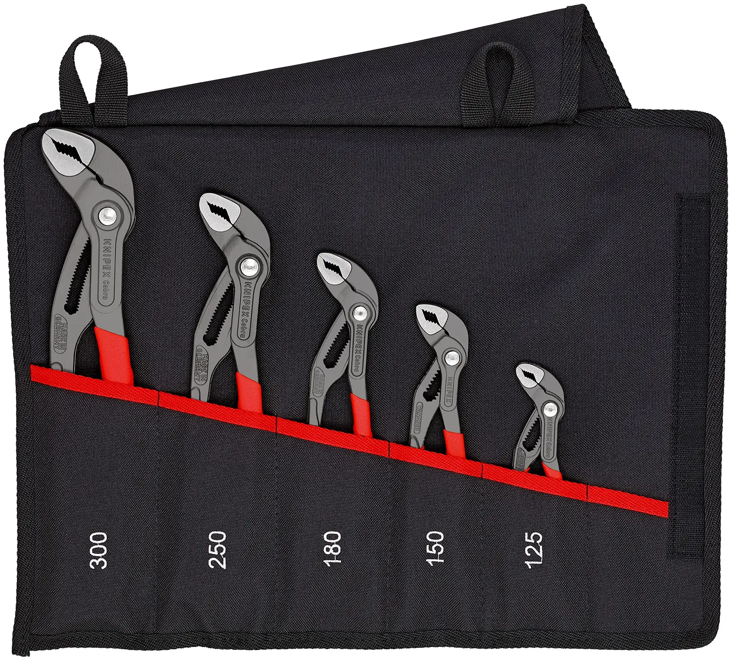 Produktfoto 1 von Knipex Cobra® Wasserpumpenzangen-Set 5 Stk. 125 → 300 mm Wasserpumpenzange