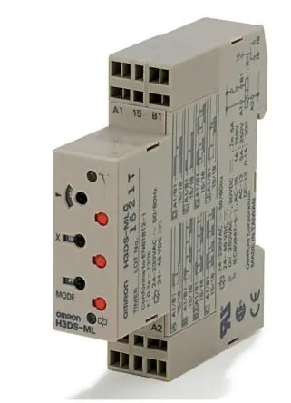 Produktfoto 1 von Omron H3DS Zeitrelais, DIN-Hutschiene 24 to 48 V dc 230V ac, 24 V ac, 0.1 s to 120 h, 2 Kont. Multifunktion, 1-poliger