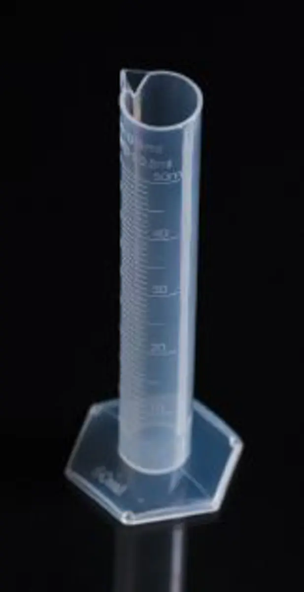 Produktfoto 1 von RS PRO Polypropylen Messzylinder, 50ml, ø 24 mm, L. 170 mm