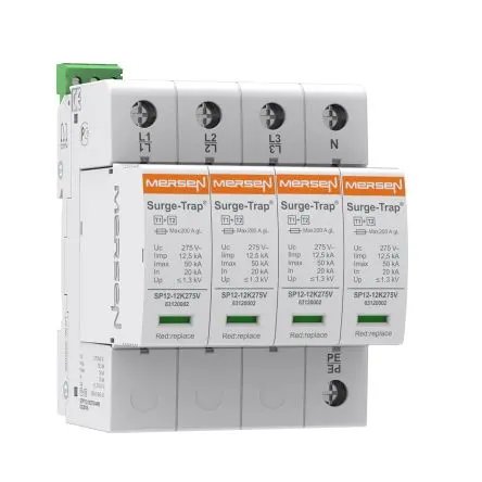 Produktfoto 1 von Mersen STPT12 Überspannungsschutz Arrester Typ 2, Arrester Typ 1 12.5 kA 400V ac, DIN-Hutschiene, -40 °C→80 °C