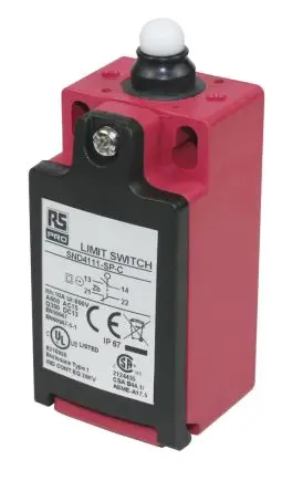 Produktfoto 1 von RS PRO Endschalter, Stößel 1 Schließer/1 Öffner, IP67, GFK 600V ac 10A