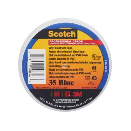 Produktfoto 1 von 3M Scotch 35 Polyvinylchlorid Isolierband Blau,  Stärke  0.18 mm x 19mm x 20 m, -5 °C bis 105 °C