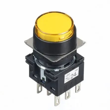 Produktfoto 1 von Idec LB Druckschalter Gelb Beleuchtet Tastend Ø 16 mm, 2-poliger Umschalter / 5A 30 V dc 125 V ac, IP65