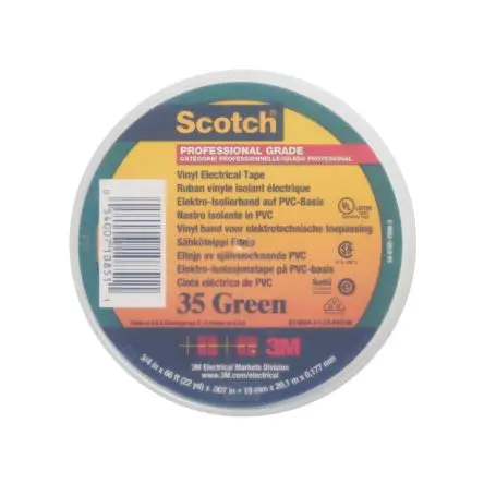 Produktfoto 1 von 3M Scotch 35 Polyvinylchlorid Isolierband Grün,  Stärke  0.18 mm x 19mm x 20 m, 0 °C bis 105 °C