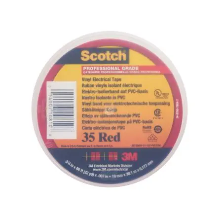 3M Scotch 35 Polyvinylchlorid Isolierband Rot, Stärke 0.18 mm x 19mm x 20 m, 0 °C bis 105 °C