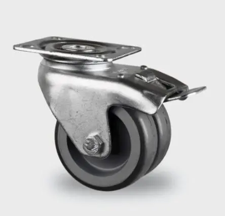 Produktfoto 1 von Tente Gebremst, schwenkbar Rolle, Rad ø 50 mm, 45 kg, Ges H. 69 mm, Rad B. 18 mm, Thermoplast-Gummi