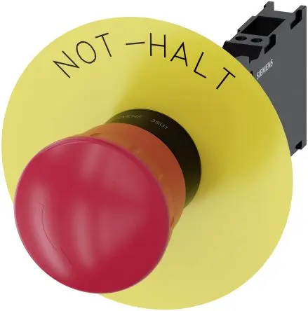 Produktfoto 1 von Siemens SIRIUS ACT 3SU11 Not-Aus-Drucktaster, Frontplattenmontage, Ø 22 mm, 1-poliger Umschalter, Rot IP69K, IP66, IP69,