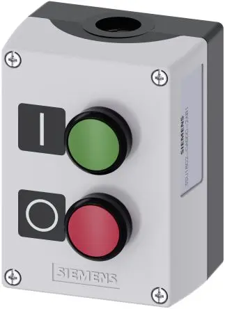 Produktfoto 1 von Siemens Drücken Drücken SIRIUS ACT 3SU18 Drucktaster-Steuerstation 1-poliger Umschalter Grün, Rot Kunststoff, IP67,